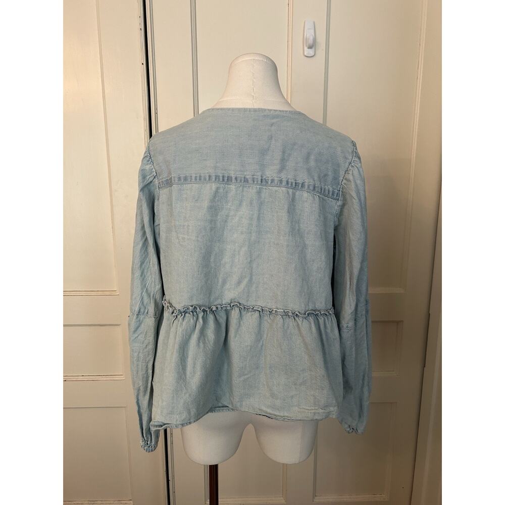 Free People Brunch Babe Self-Tie Denim Jacket Womens Size Large Blue Boho - Picture 5 of 10